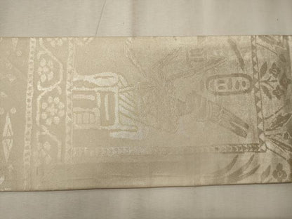 平和屋着物◎九寸名古屋帯　壁画文様　銀糸　正絹　逸品　CABE8202oy