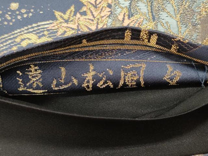 平和屋着物◎六通柄袋帯　唐織　遠山松風文　金糸　正絹　逸品　CABE8236oy