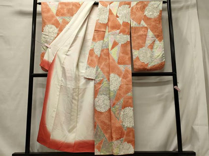 平和屋着物■小振袖 二尺袖 切り嵌め草花丸文 地紋起こし 暈し染め 正絹 逸品 CABE8265oy