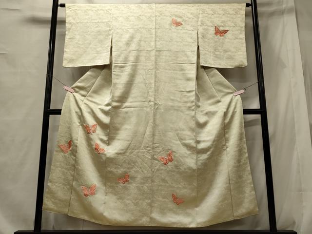 平和屋着物■訪問着　総刺繍　舞蝶文　銀糸　正絹　逸品　CABE8290oy