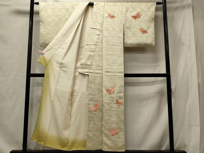 平和屋着物■訪問着　総刺繍　舞蝶文　銀糸　正絹　逸品　CABE8290oy