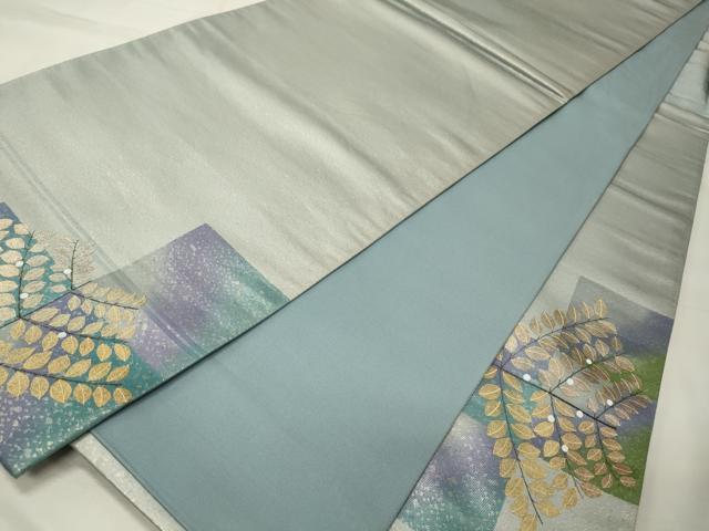 平和屋着物◎太鼓柄袋帯 駒刺繍 草木文 金彩 正絹 逸品 CABE8320oy