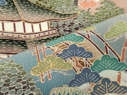 平和屋着物■豪華黒留袖　作家物　渡橋風景花松文　暈し染め　金彩　正絹　逸品　CABE8365oy