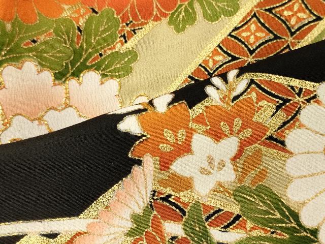 平和屋着物■豪華黒留袖 駒刺繍 花筏 金彩 正絹 逸品 CABE8366oy