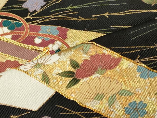 平和屋着物■豪華黒留袖 駒刺繍 短冊飛鶴松葉花文 金彩 正絹 逸品 CABE8367oy