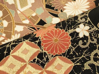 平和屋着物■豪華黒留袖 駒刺繍 御所車花唐草松文 金彩 正絹 逸品 CABE8368oy