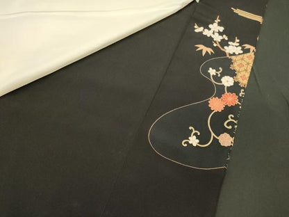 平和屋着物■豪華黒留袖 駒刺繍 御所車花唐草松文 金彩 正絹 逸品 CABE8368oy