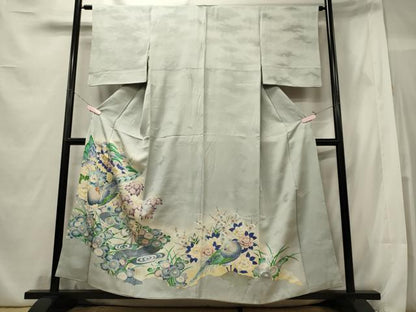 平和屋着物■豪華色留袖 駒刺繍 流水尾長鳥花文 暈し染め 金銀彩 正絹 逸品 CABE8373oy