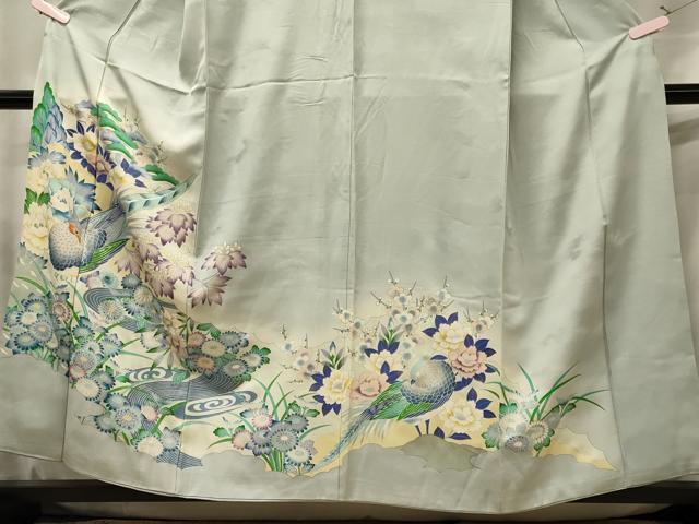 平和屋着物■豪華色留袖 駒刺繍 流水尾長鳥花文 暈し染め 金銀彩 正絹 逸品 CABE8373oy