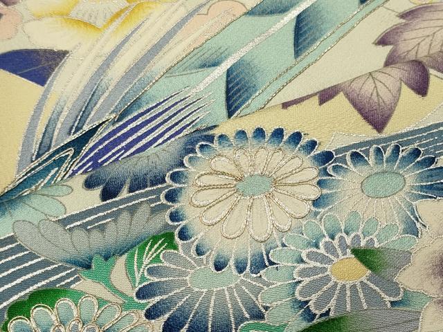 平和屋着物■豪華色留袖 駒刺繍 流水尾長鳥花文 暈し染め 金銀彩 正絹 逸品 CABE8373oy