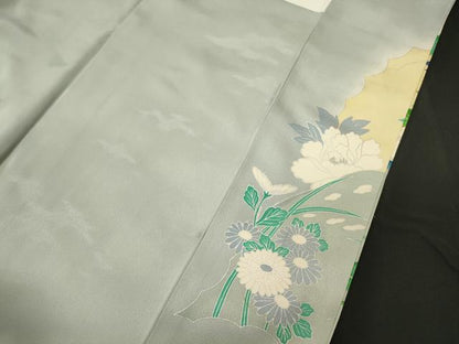 平和屋着物■豪華色留袖 駒刺繍 流水尾長鳥花文 暈し染め 金銀彩 正絹 逸品 CABE8373oy