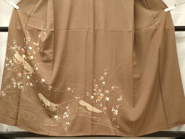 平和屋着物■訪問着 駒刺繍 流水草花文 金彩 正絹 逸品 CABE8374oy
