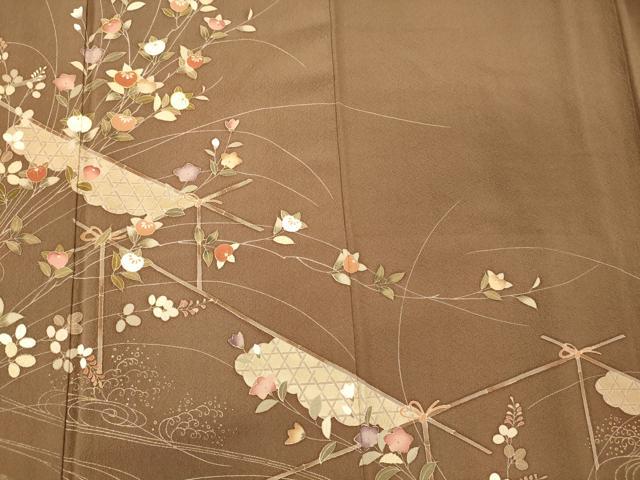 平和屋着物■訪問着 駒刺繍 流水草花文 金彩 正絹 逸品 CABE8374oy