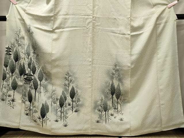 平和屋着物■訪問着 手描き 風景草木文 暈し染め 正絹 逸品 CABE8375oy