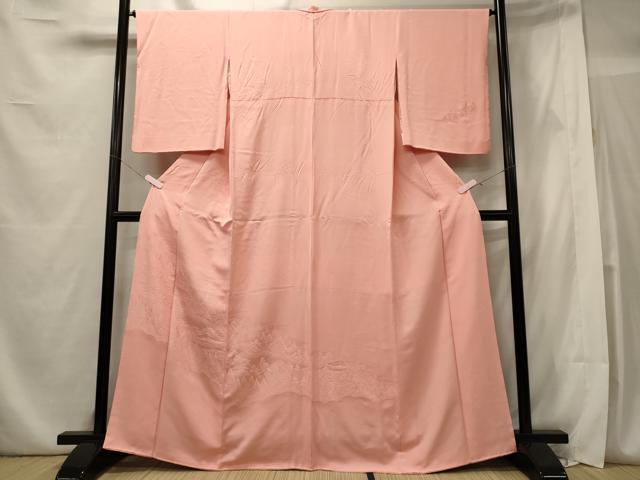 平和屋着物■無地絵羽訪問着 風景草木地紋 珊瑚色 正絹 逸品 CABE8377oy