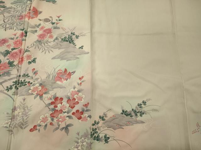 平和屋着物■訪問着 鴛鴦草花文 暈し染め 正絹 逸品 CABE8399oy