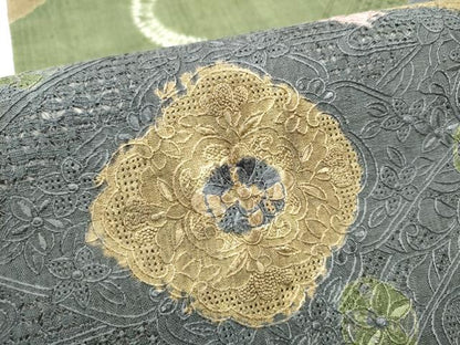 平和屋着物●中国三大刺繍　スワトウ相良刺繍　六通柄袋帯　紬地　絞り　花唐草文　正絹　逸品　CABE8442hy