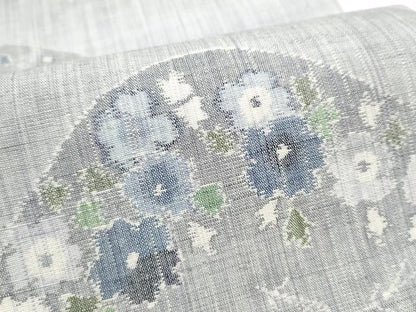平和屋着物●全通柄袋帯　紬地　遠山舞花文　正絹　逸品　CABE8445hy