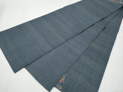 平和屋着物●中国三大刺繍　太鼓柄袋帯　紬地　切嵌花文　正絹　逸品　CABE8447hy