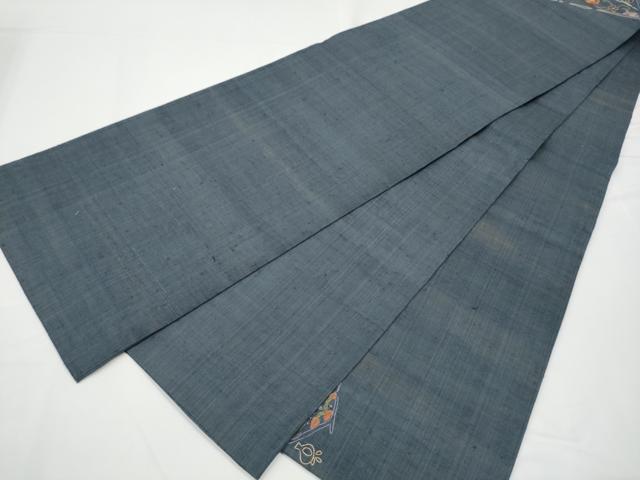 平和屋着物●中国三大刺繍　太鼓柄袋帯　紬地　切嵌花文　正絹　逸品　CABE8447hy