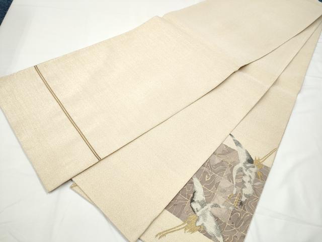 平和屋着物●太鼓柄袋帯　綴れ　飛鶴文　金銀糸　上代34万　正絹　逸品　未使用　CABE8449hy