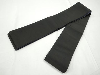 平和屋着物●男性　両面　角帯　色無地　青褐色×黒色　正絹　逸品　CABE8462hy