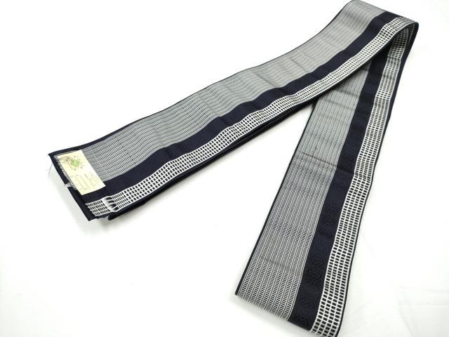 平和屋着物●男性　本場筑前博多織　角帯　縞　正絹　逸品　CABE8463hy