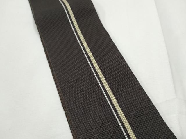 平和屋着物●男性　本場筑前博多織　両面　角帯　縞　正絹　逸品　CABE8468hy