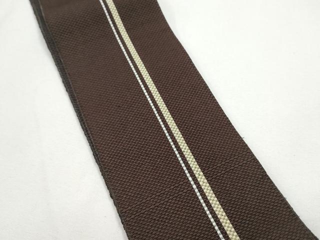 平和屋着物●男性　本場筑前博多織　両面　角帯　縞　正絹　逸品　CABE8468hy