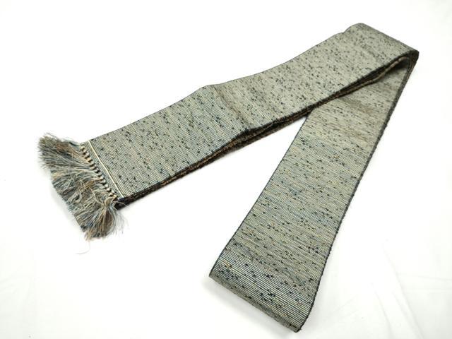 平和屋着物●男性　両面　角帯　紬地　横段文　正絹　逸品　CABE8469hy