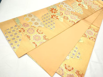 平和屋着物●西陣　川島織物　六通柄　本袋帯　唐織　地紙吉祥花文　正絹　逸品　CABE8474hy