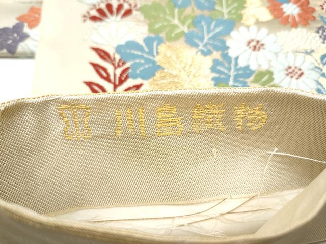 平和屋着物●西陣　川島織物　六通柄　本袋帯　唐織　草花文　金糸　正絹　逸品　CABE8477hy