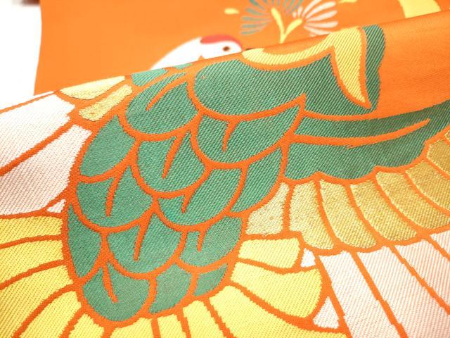 平和屋着物●西陣　川島織物　六通柄　本袋帯　飛鶴文　金糸　正絹　逸品　CABE8480hy
