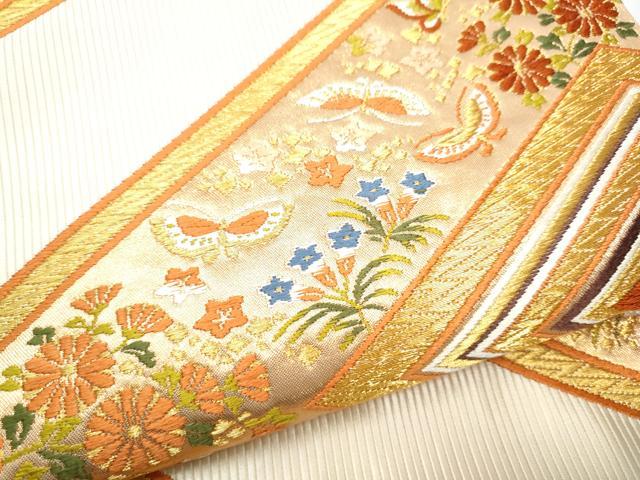 平和屋着物●西陣　河合美術織物謹製　六通柄袋帯　唐織　藤の木錦　正絹　逸品　CABE8481hy 平和屋着物○西陣 河合美術織物謹製 六通柄袋帯 唐織 藤の木錦 正絹