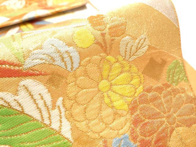 平和屋着物●西陣　川島織物　六通柄　本袋帯　草花文　金銀糸　正絹　逸品　CABE8482hy 平和屋着物○西陣 川島織物 六通柄 本袋帯 草花文 金銀糸