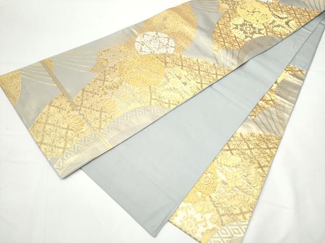 平和屋着物●西陣　川島織物　六通柄　本袋帯　花唐草文　金糸　正絹　逸品　CABE8483hy
