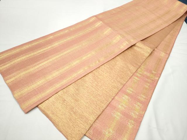 平和屋着物●太鼓柄袋帯　組織　横段文　金糸　正絹　逸品　CABE8486hy