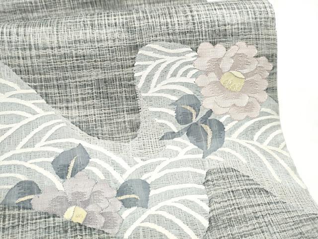 平和屋着物▽太鼓柄袋帯　スリーシーズン　春夏秋　すくい織　流水花文　金銀糸　正絹　逸品　CABE8494hy