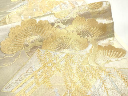 平和屋着物●西陣　川島織物　六通柄　本袋帯　渡橋浜松文　金糸　引箔　正絹　逸品　CABE8495hy