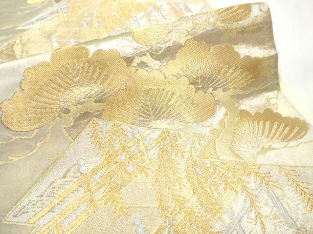 平和屋着物●西陣　川島織物　六通柄　本袋帯　渡橋浜松文　金糸　引箔　正絹　逸品　CABE8495hy