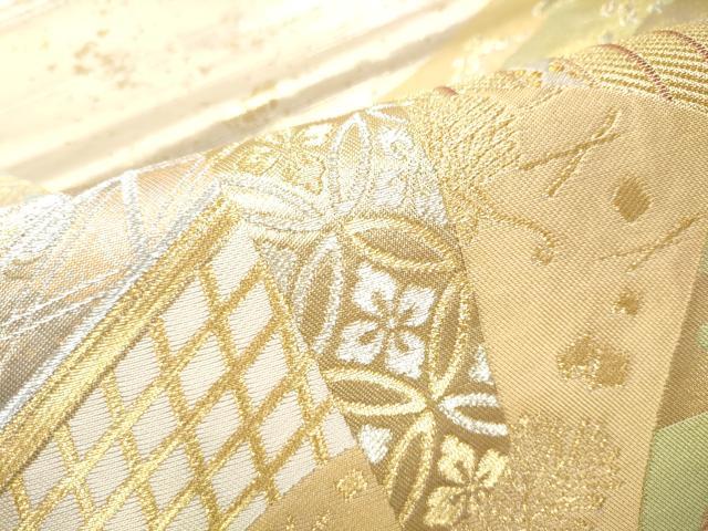 平和屋着物●西陣　川島織物　六通柄　本袋帯　屏風草花文　金銀糸　正絹　逸品　CABE8496hy