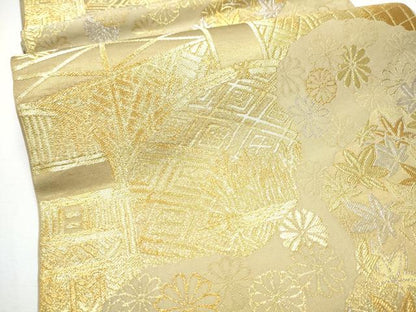 平和屋着物●西陣　川島織物　六通柄　本袋帯　籬草花文　金銀糸　正絹　逸品　CABE8497hy
