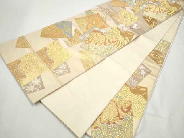 平和屋着物●西陣　川島織物　六通柄　本袋帯　色紙重ね草花文　金銀糸　正絹　逸品　CABE8499hy