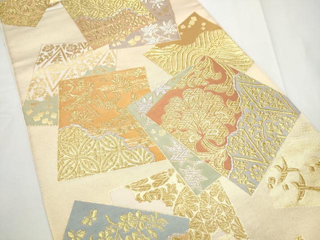 平和屋着物●西陣　川島織物　六通柄　本袋帯　色紙重ね草花文　金銀糸　正絹　逸品　CABE8499hy