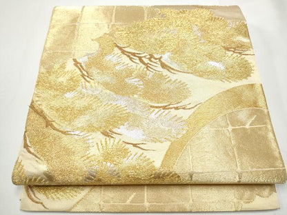 平和屋着物●西陣　川島織物　六通柄　本袋帯　松文　金銀糸　正絹　逸品　CABE8505hy
