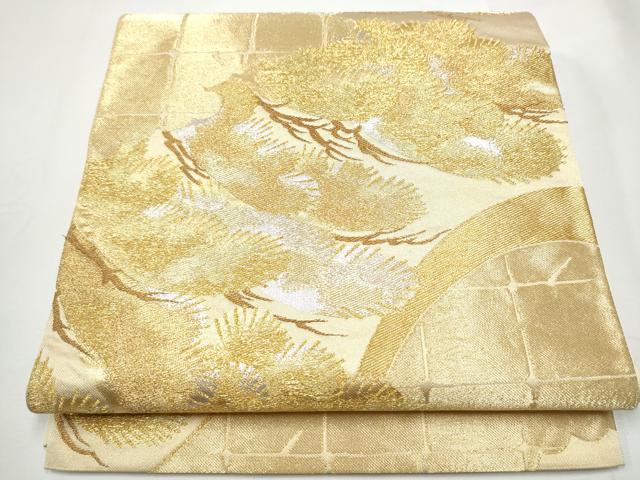 平和屋着物●西陣　川島織物　六通柄　本袋帯　松文　金銀糸　正絹　逸品　CABE8505hy