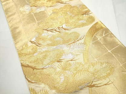 平和屋着物●西陣　川島織物　六通柄　本袋帯　松文　金銀糸　正絹　逸品　CABE8505hy