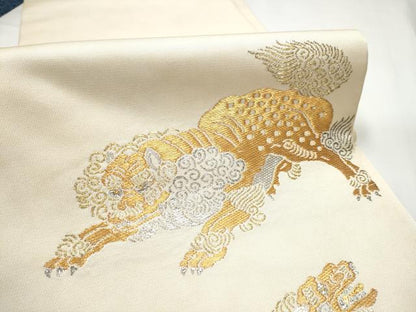 平和屋着物●龍村美術織物　たつむら　六通柄　本袋帯　咆哮獅子錦　金銀糸　正絹　逸品　CABE8507hy