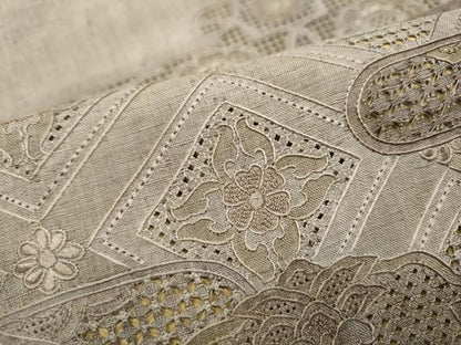 平和屋着物●中国三大刺繍　スワトウ相良刺繍　総刺繍　太鼓柄袋帯　紬地　花唐草文　正絹　逸品　CABE8524hy