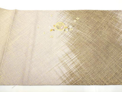 平和屋着物●ひなや工房　くむ・あむ・おる　伊豆蔵明彦　組織　太鼓柄袋帯　総刺繍　草花丸文　金糸　正絹　逸品　CABE8526hy
